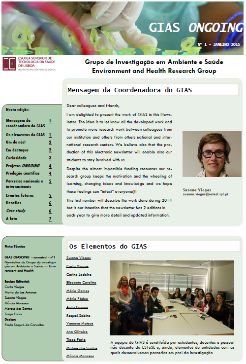 Newsletter do Grupo de Investigação Ambiente e Saúde (GIAS), GIAS Ongoing