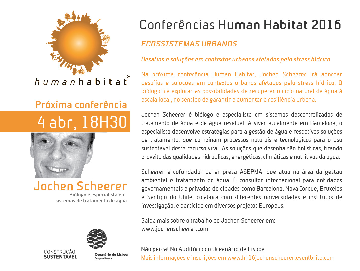 Conferências "Ecossistemas Urbanos" (Human Habitat)